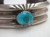 Vtg Navajo Cast Triple Triangle Cuff w/Gem Turquoise c.1950～
