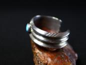 Vtg Navajo Cast Triple Triangle Cuff w/Gem Turquoise c.1950～
