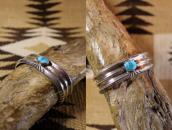 Vtg Navajo Cast Triple Triangle Cuff w/Gem Turquoise c.1950～