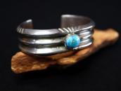 Vtg Navajo Cast Triple Triangle Cuff w/Gem Turquoise c.1950～