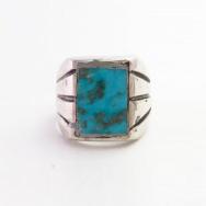Vintage Navajo Casted Silver Ring w/Sq. Turquoise  c.1965～