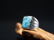 Vintage Navajo Casted Silver Ring w/Sq. Turquoise  c.1965～