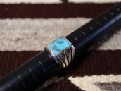 Vintage Navajo Casted Silver Ring w/Sq. Turquoise  c.1965～