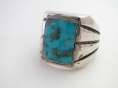 Vintage Navajo Casted Silver Ring w/Sq. Turquoise  c.1965～