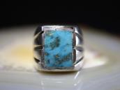 Vintage Navajo Casted Silver Ring w/Sq. Turquoise  c.1965～