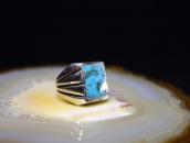 Vintage Navajo Casted Silver Ring w/Sq. Turquoise  c.1965～