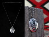 【Lawrence Saufkie】Hopi Bear Paw Overlay Top Necklace c.1980～