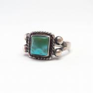 Atq Navajo Split Shank Silver Ring w/Sq. Turquoise  c.1940～