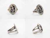 【Beauford Dawahoya】Hopi Silver Overlay Face Ring  c.1965～
