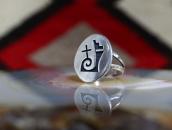 【Beauford Dawahoya】Hopi Silver Overlay Face Ring  c.1965～
