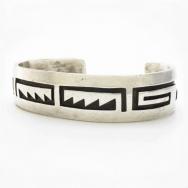 【Victor Coochwytewa】Vtg Hopi HeavySilver Overlay Cuff c.1960