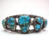 Vintage Navajo High Grade Number 8 Turquoise Row Cuff c.1950
