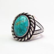 Vintage Navajo Stamped Heavy Silver Men's Ring w/TQ  c.1960