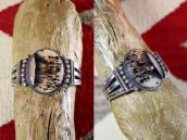 Vintage Navajo Stamped Wide Cuff w/Dendritic Agate  c.1955～