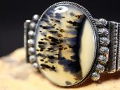 Vintage Navajo Stamped Wide Cuff w/Dendritic Agate  c.1955～