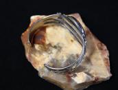 Vintage Navajo Stamped Wide Cuff w/Dendritic Agate  c.1955～