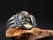Vintage Navajo Stamped Wide Cuff w/Dendritic Agate  c.1955～