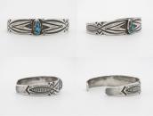 Atq Navajo Stamped Ingot Silver Cuff w/Gem Turquoise c.1930