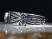 Atq Navajo Stamped Ingot Silver Cuff w/Gem Turquoise c.1930
