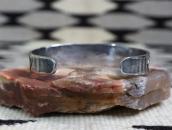 Atq Navajo Stamped Ingot Silver Cuff w/Gem Turquoise c.1930