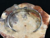 Atq Navajo Stamped Ingot Silver Cuff w/Gem Turquoise c.1930