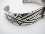 Atq Navajo Stamped Ingot Silver Cuff w/Gem Turquoise c.1930