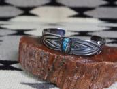 Atq Navajo Stamped Ingot Silver Cuff w/Gem Turquoise c.1930