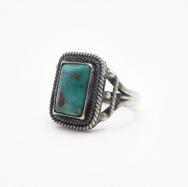 Vtg Navajo Split Shank Ring w/Rectangular Turquoise c.1950
