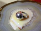 Antique "Navajo Pearl" Face Stamped Shank Silver Ring c.1940