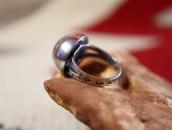 Antique "Navajo Pearl" Face Stamped Shank Silver Ring c.1940