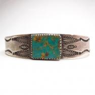 Antique Stamped Ingot Silver Cuff Bracelet w/sq. TQ  c.1920