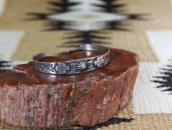 Atq Navajo Stamped Two T-birds Applique Silver Cuff c.1930～