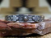 Atq Navajo Stamped Two T-birds Applique Silver Cuff c.1930～