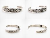 Atq Navajo Stamped Two T-birds Applique Silver Cuff c.1930～