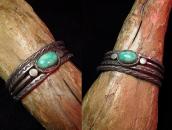 Antique Split Shank Ingot Silver Cuff Bracelet w/TQ  c.1940～