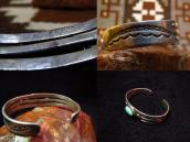 Antique Split Shank Ingot Silver Cuff Bracelet w/TQ  c.1940～