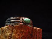 Antique Split Shank Ingot Silver Cuff Bracelet w/TQ  c.1940～