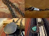 Vintage Silver Leaf Shadowbox w/TQ Fob Necklace  c.1960～