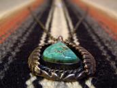 Vintage Silver Leaf Shadowbox w/TQ Fob Necklace  c.1960～