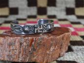 Antique Navajo 卍 Applique & Stamped Coin Silver Cuff c.1925～