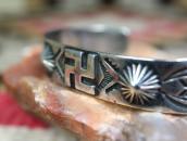 Antique Navajo 卍 Applique & Stamped Coin Silver Cuff c.1925～
