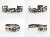 Antique Navajo 卍 Applique & Stamped Coin Silver Cuff c.1925～