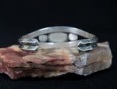 【Arrow Novelty】Atq Coin Silver Cuff w/Gem Turquoise c.1925～