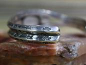 【Arrow Novelty】Atq Coin Silver Cuff w/Gem Turquoise c.1925～