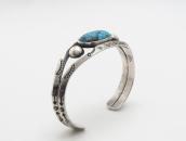 【Arrow Novelty】Atq Coin Silver Cuff w/Gem Turquoise c.1925～