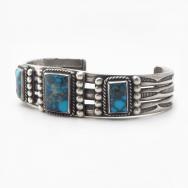 Vintage Navajo High Grade Godber Turquoise Row Cuff c.1950