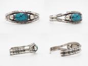 【Arrow Novelty】Atq Coin Silver Cuff w/Gem Turquoise c.1925～