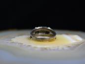 Atq Lightning Arrows Stamped Ring w/Sq. Turquoise  c.1935～