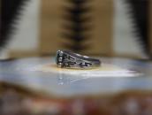 Atq Lightning Arrows Stamped Ring w/Sq. Turquoise  c.1935～