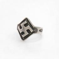 Atq Navajo 卍 Applique Rambus Shape Cigar Band Ring  c.1925～